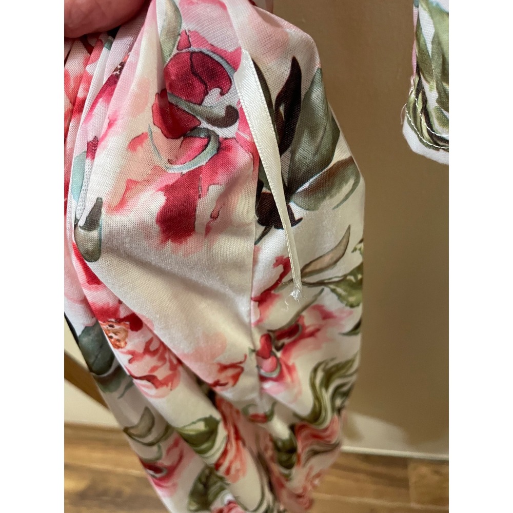 Show Me Your Mumu Floral Robe Pink Peony White Jersey Knit Wrap Belted OS - Picture 2 of 3